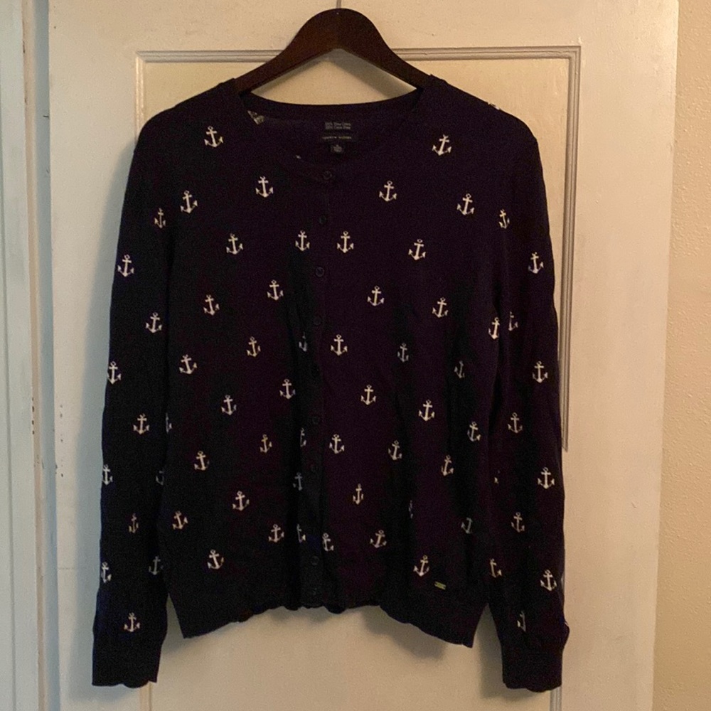 EUC Anchor-Print Tommy Hilfiger Cardigan Sweater